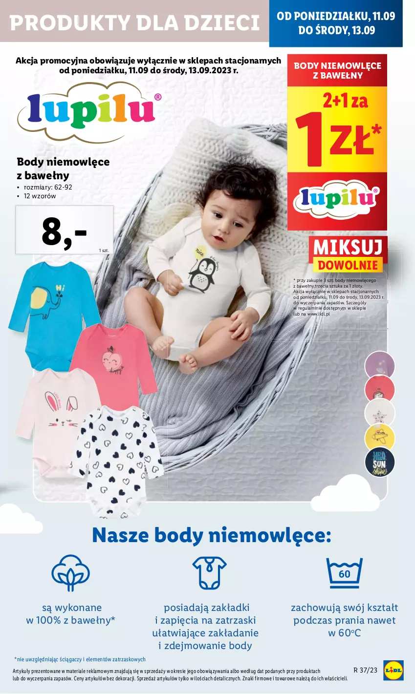 Gazetka promocyjna Lidl - GAZETKA - ważna 11.09 do 13.09.2023 - strona 49 - produkty: Body, Dzieci