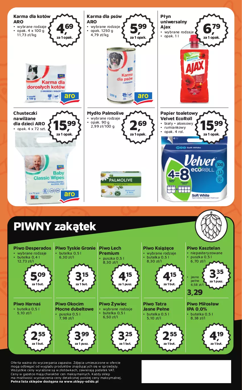 Gazetka promocyjna Odido - Gazetka - ważna 22.09 do 05.10.2023 - strona 8 - produkty: Ajax, Chusteczki, Desperados, Dzieci, Harnaś, Kasztelan, Koc, Książęce, Mydło, Okocim, Palmolive, Papier, Papier toaletowy, Piwo, Rum, Tatra, Tyskie, Velvet