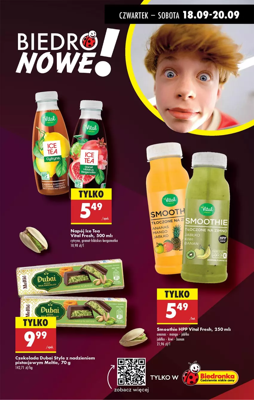 Gazetka promocyjna Biedronka - Od Czwartku - ważna 18.09 do 24.09.2025 - strona 15 - produkty: Ananas, Czekolada, Gra, Granat, Hibiskus, HP, Ice tea, Kiwi, Mango, Napój, Smoothie