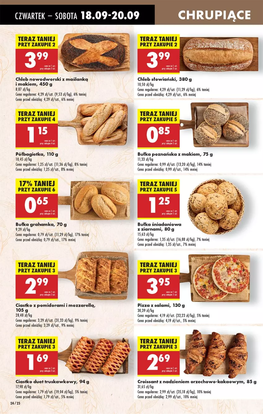 Gazetka promocyjna Biedronka - Od Czwartku - ważna 18.09 do 24.09.2025 - strona 28 - produkty: Bagietka, Bułka, Chleb, Croissant, Danio, Fa, Gra, Kakao, Pizza, Półbagietka, Salami, Ser, Tera