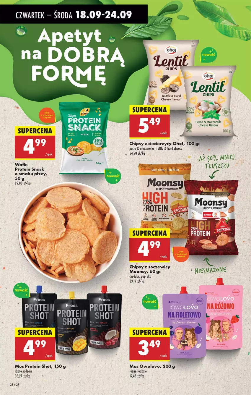 Gazetka promocyjna Biedronka - Od Czwartku - ważna 18.09 do 24.09.2025 - strona 44 - produkty: Cheddar, Chipsy, Mozzarella, Mus, Papryka, Pesto, Wafle