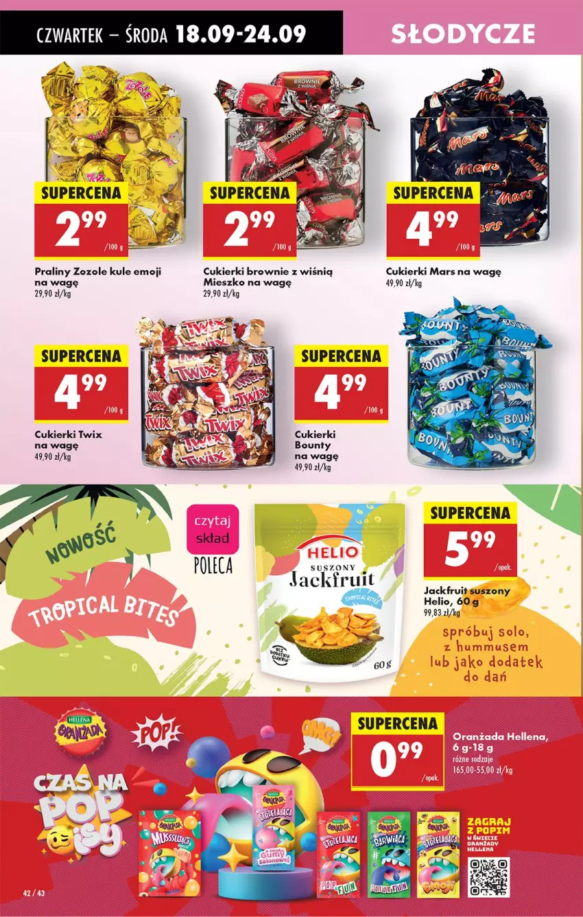 Gazetka promocyjna Biedronka - Od Czwartku - ważna 18.09 do 24.09.2025 - strona 50 - produkty: Bounty, Brownie, Cukier, Cukierki, Fa, Helio, Mars, Praliny, Twix