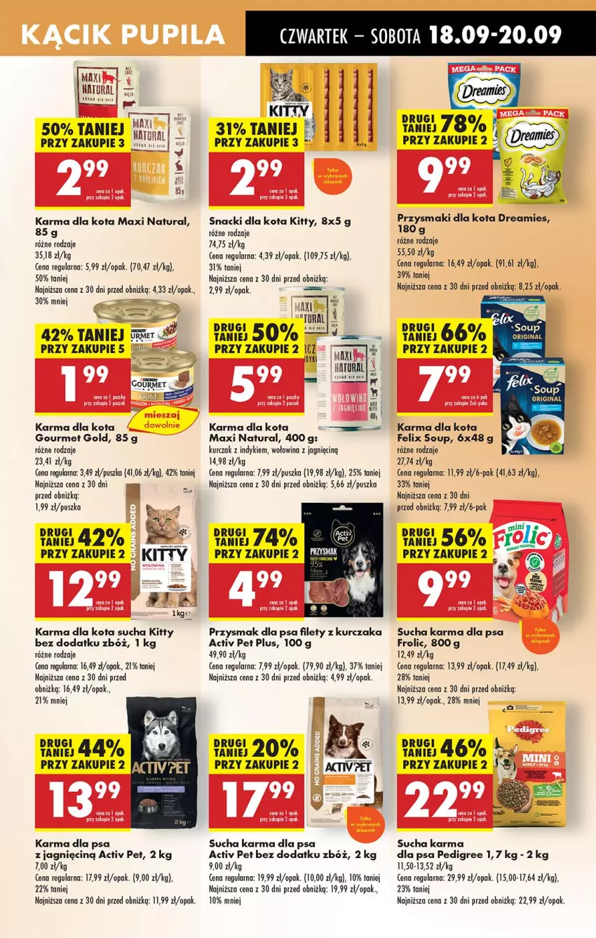Gazetka promocyjna Biedronka - Od Czwartku - ważna 18.09 do 24.09.2025 - strona 73 - produkty: Felix, Gin, Gourmet Gold, Kurczak, Pedigree, Przysmak dla psa, Przysmaki, Sucha karma, Wołowina