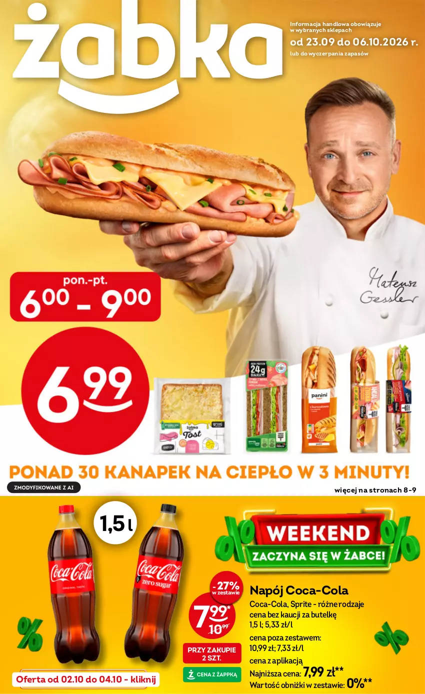 Gazetka promocyjna Żabka - gazetka-promocyjna-39-40-2026 - ważna 23.09 do 06.10.2026 - strona 1 - produkty: Coca-Cola, Napój, Sprite