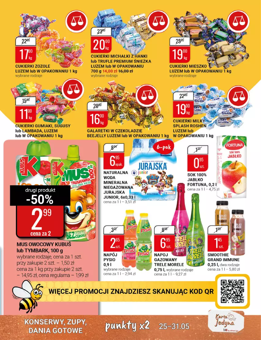 Gazetka promocyjna Bi1 - Letniej zabawy czas - ważna 25.05 do 31.05.2022 - strona 13 - produkty: Cukier, Cukierki, Fortuna, Gala, Galaretki, Gra, Kubuś, Michałki, Mus, Ser, Smoothie, Sok, Tymbark, Woda