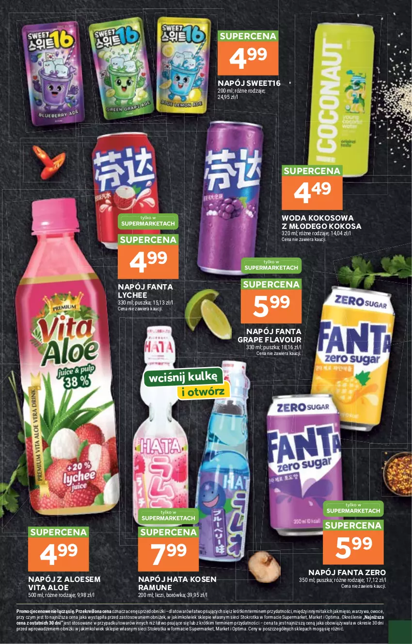 Gazetka promocyjna Stokrotka - Azja od Kuchni - ważna 03.09 do 13.09.2026 - strona 10 - produkty: Borówka, Fa, Fanta, Gra, Kokos, Liczi, Mięso, Napój, Optima, Owoce, Warzywa, Woda