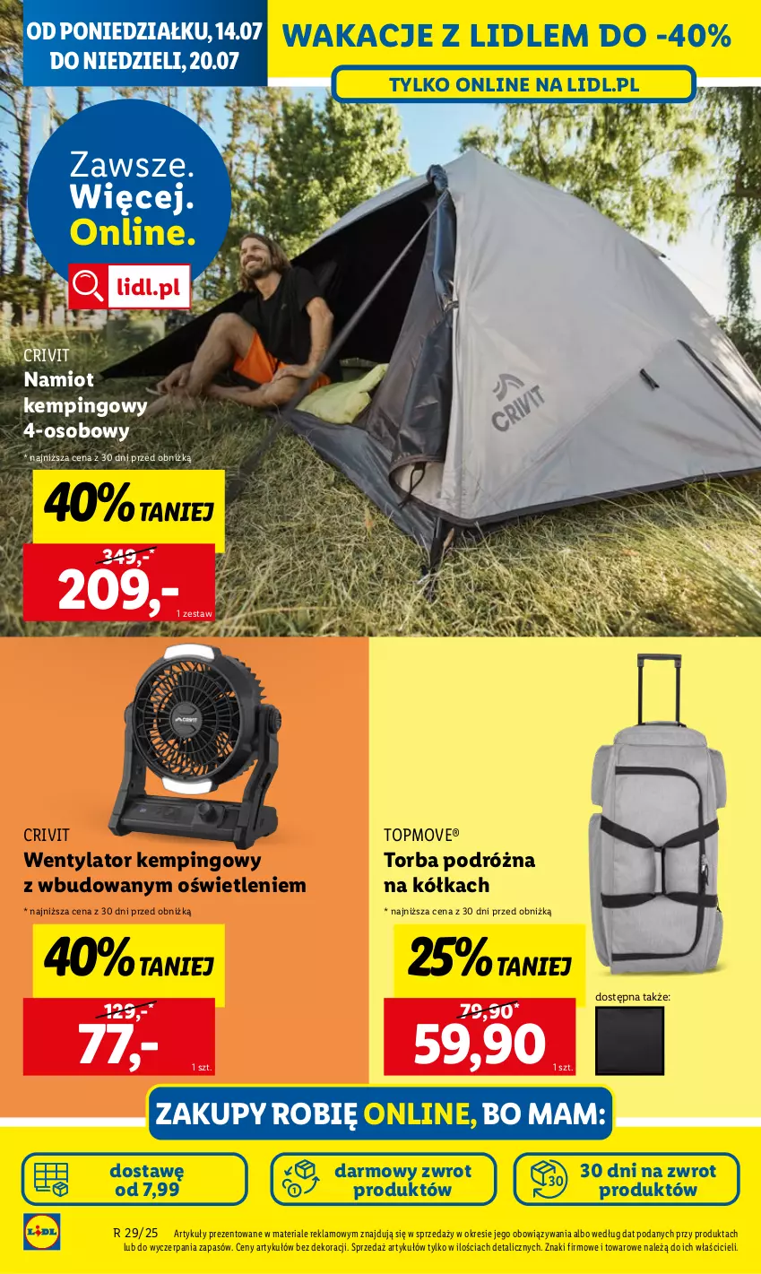 Gazetka promocyjna Lidl - GAZETKA - ważna 14.07 do 19.07.2025 - strona 26 - produkty: Namiot, Top, Torba