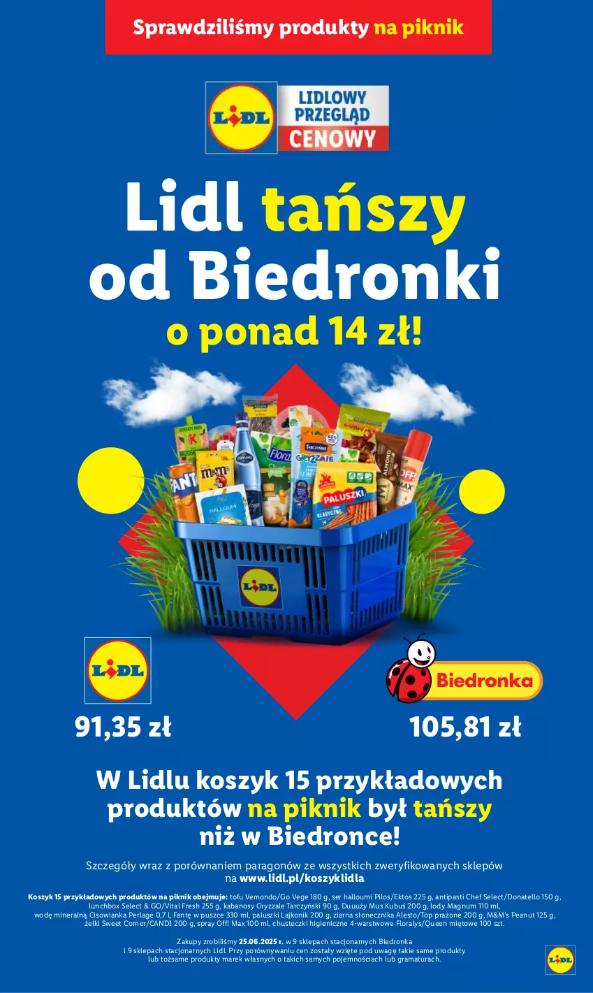 Gazetka promocyjna Lidl - GAZETKA - ważna 14.07 do 19.07.2025 - strona 3 - produkty: Chusteczki, Cisowianka, Fa, Flora, Gra, Gry, Kabanos, Kosz, Kubuś, Lajkonik, Lody, Mus, Pilos, Por, Rama, Ser, Tarczyński, Tofu, Top