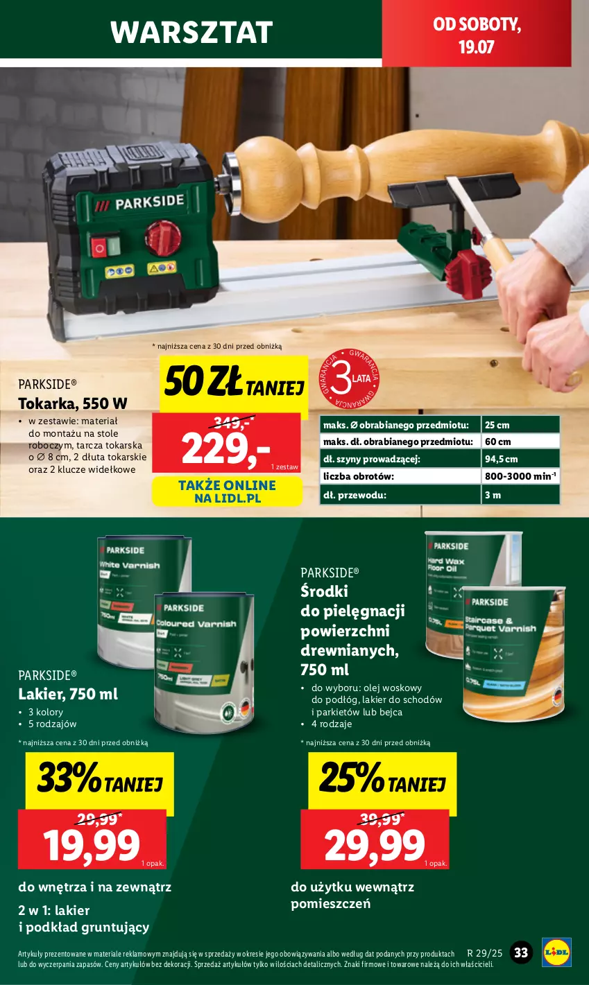 Gazetka promocyjna Lidl - GAZETKA - ważna 14.07 do 19.07.2025 - strona 43 - produkty: Grunt, Lakier, Olej, Parkside, Podkład, Szyny