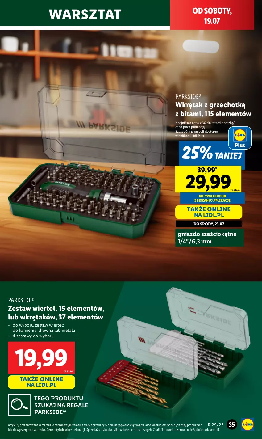 Gazetka promocyjna Lidl - GAZETKA - ważna 14.07 do 19.07.2025 - strona 45 - produkty: Parkside, Wkręt, Zestaw wierteł