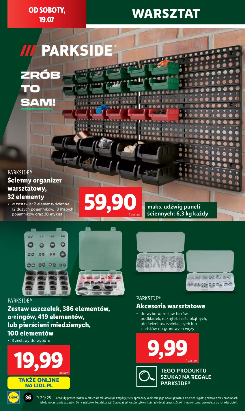 Gazetka promocyjna Lidl - GAZETKA - ważna 14.07 do 19.07.2025 - strona 46 - produkty: Dźwig, Organizer, Parkside, Podkład, Pojemnik