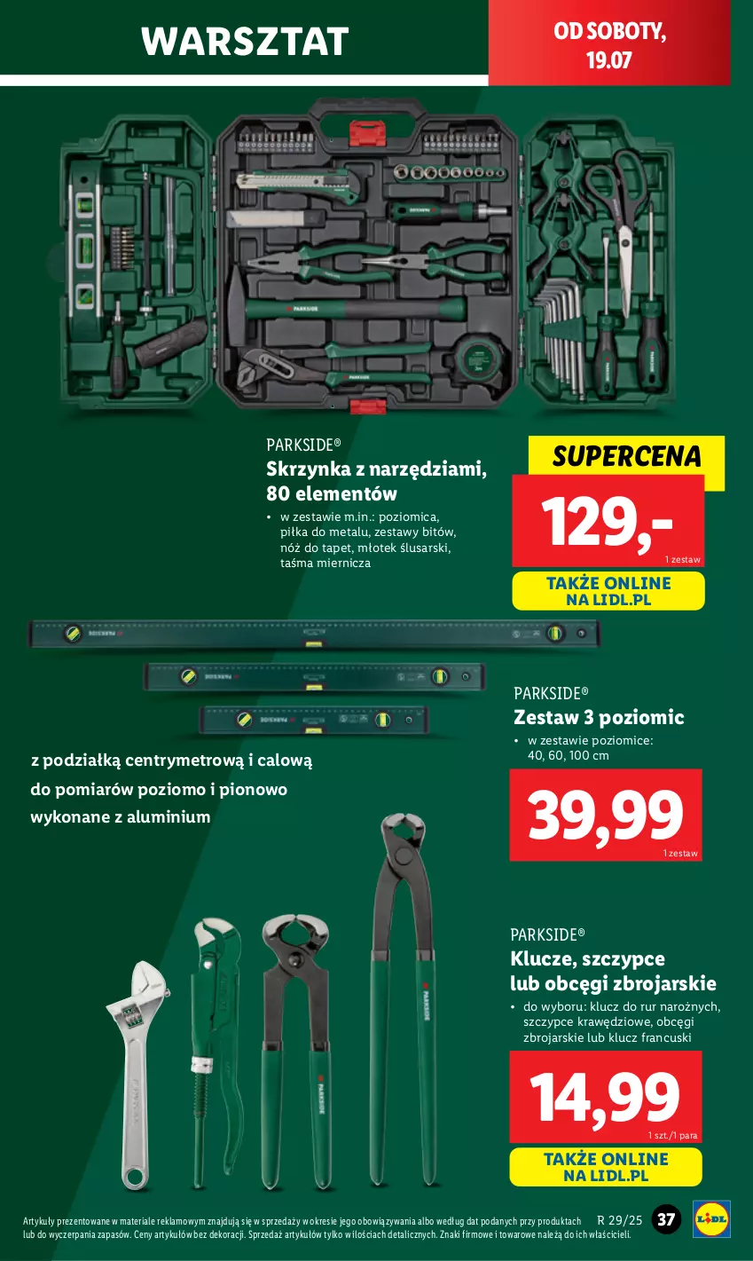 Gazetka promocyjna Lidl - GAZETKA - ważna 14.07 do 19.07.2025 - strona 47 - produkty: Metro, Młot, Młotek, Parkside, Poziomica, Szczypce, Taśma miernicza
