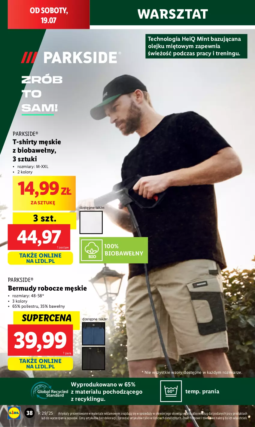 Gazetka promocyjna Lidl - GAZETKA - ważna 14.07 do 19.07.2025 - strona 48 - produkty: Bermudy, Olej, Parkside, T-shirt