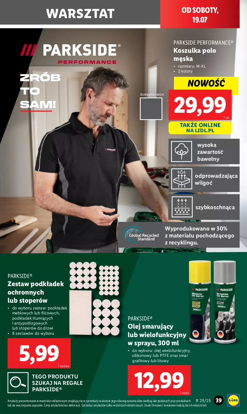 Gazetka promocyjna Lidl - GAZETKA - ważna 14.07 do 19.07.2025 - strona 49 - produkty: Drzwi, Gra, Kosz, Koszulka, LG, Olej, Parkside, Podkład, Sok, Top