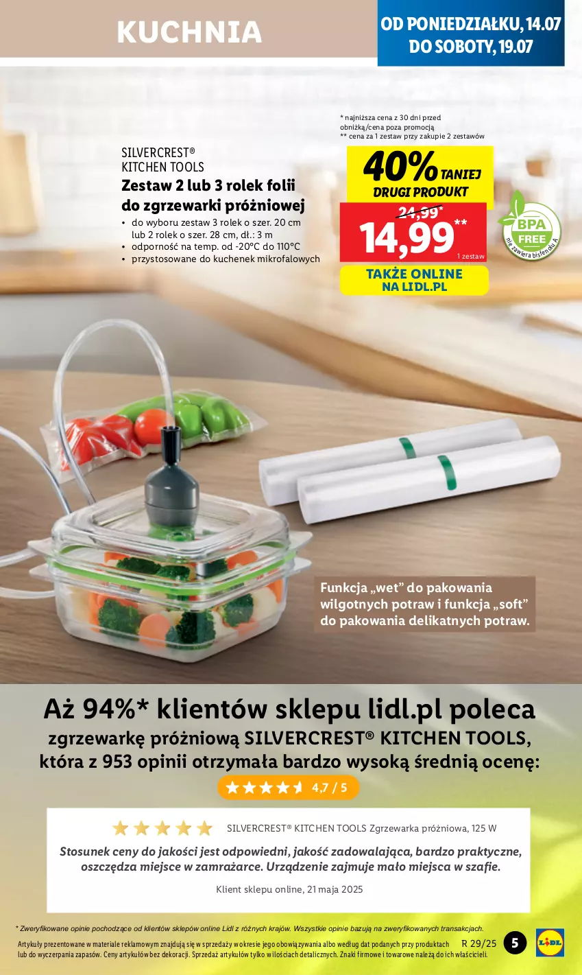 Gazetka promocyjna Lidl - GAZETKA - ważna 14.07 do 19.07.2025 - strona 7 - produkty: Fa, Kuchnia, LG, Por, Silvercrest, Sok, Tran, Warka