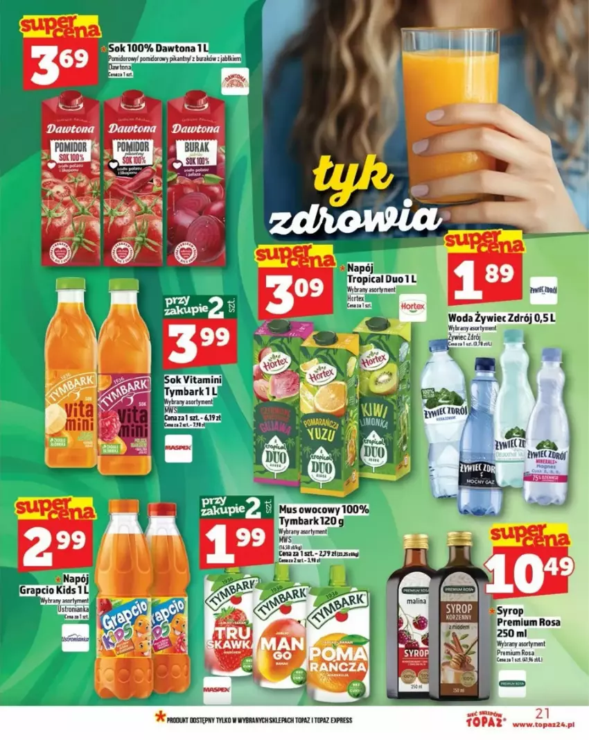 Gazetka promocyjna Topaz - ważna 12.03 do 19.03.2025 - strona 14 - produkty: Dawtona, Sok, Top, Woda