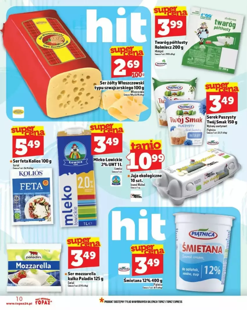 Gazetka promocyjna Topaz - ważna 12.03 do 19.03.2025 - strona 2 - produkty: Cars, Feta, Jaja, Mozzarella, Piątnica, Ser, Serek, Serek puszysty, Top, Twaróg, Twaróg półtłusty, Twój Smak, Włoszczowski