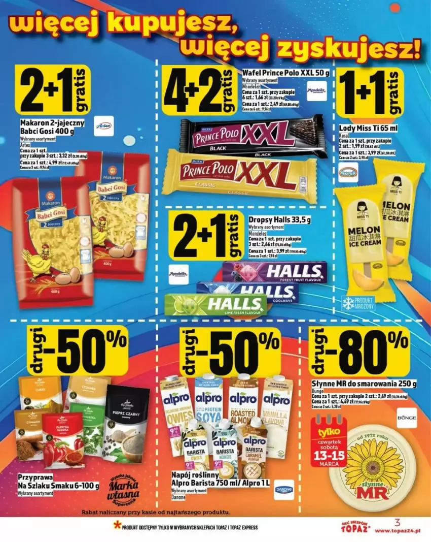 Gazetka promocyjna Topaz - ważna 12.03 do 19.03.2025 - strona 22 - produkty: Halls, Makaron, Napój, Słynne, Top