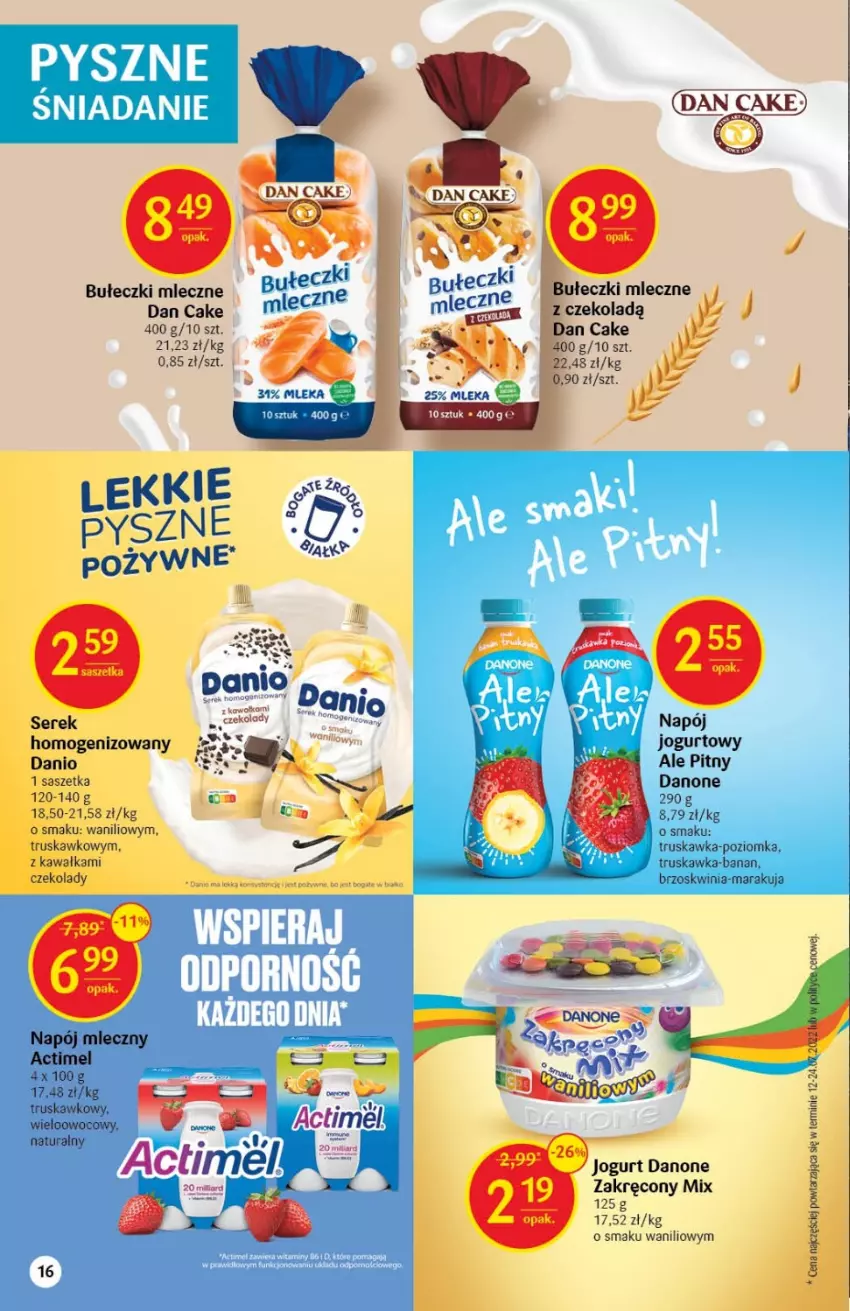 Gazetka promocyjna Delikatesy Centrum - Gazetka DC35 - ważna 08.09 do 14.09.2022 - strona 16 - produkty: Bułeczki, Bułeczki mleczne, Dan Cake, Danio, Danone, Jogurt, Kawa, Napój, Ser, Serek, Serek homogenizowany