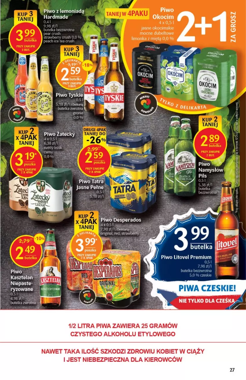 Gazetka promocyjna Delikatesy Centrum - Gazetka DC35 - ważna 08.09 do 14.09.2022 - strona 27 - produkty: Desperados, Gra, Ice tea, Kasztelan, Koc, Namysłów, Okocim, Piec, Piwa, Piwo, Sok, Tatra, Tyskie