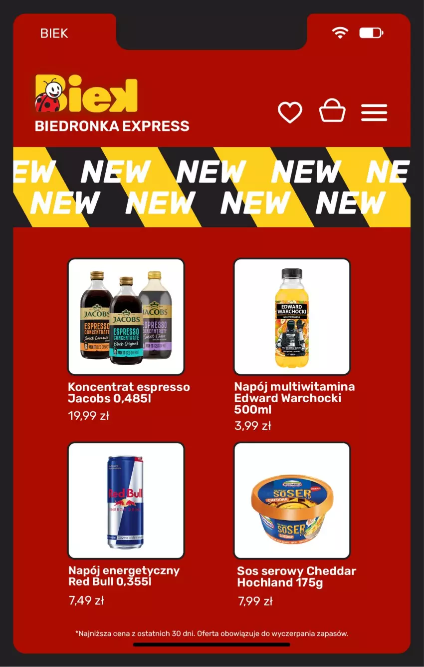 Gazetka promocyjna Biedronka - BIEK - ważna 31.07 do 07.08.2026 - strona 10 - produkty: Cheddar, Hochland, Jacobs, Napój, Napój energetyczny, Red Bull, Sejf, Ser, Sos