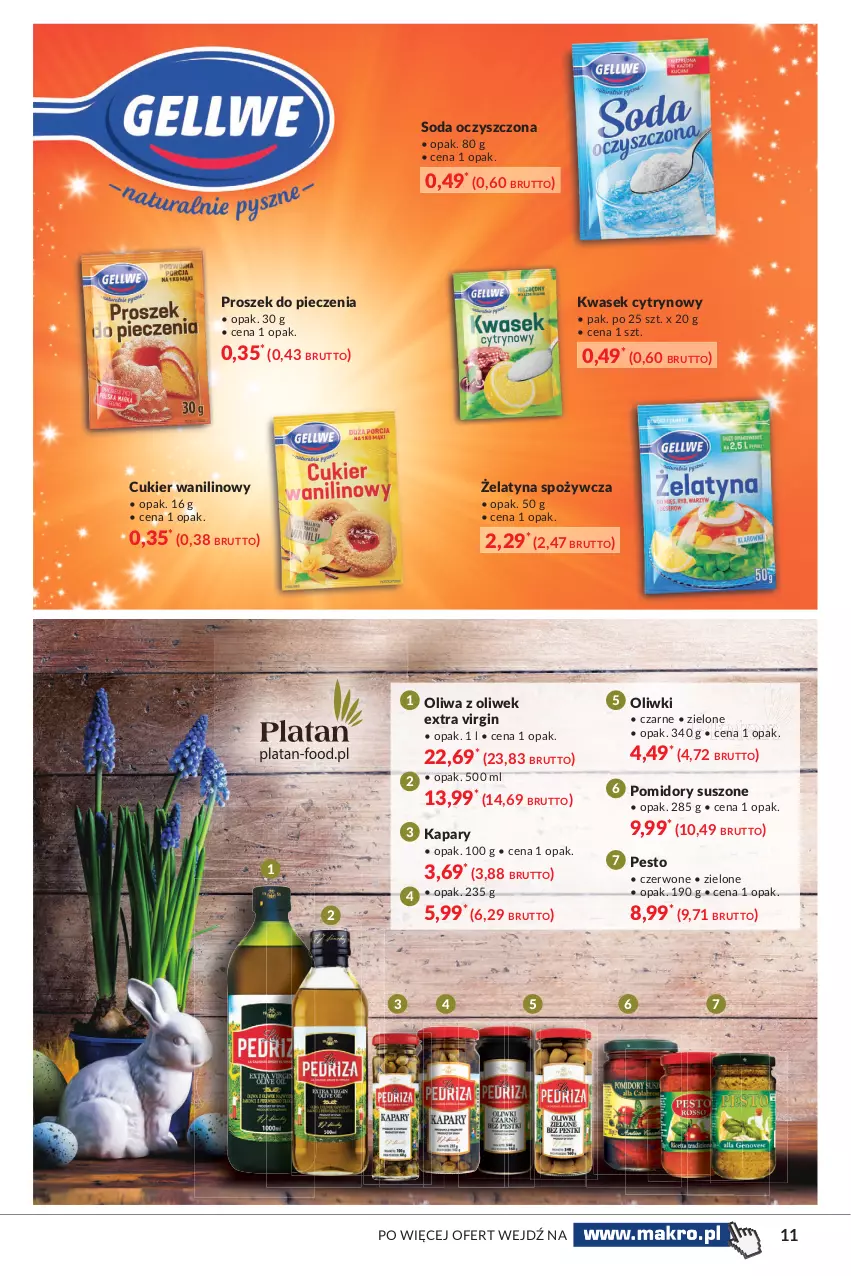 Gazetka promocyjna Makro - [Oferta specjalna] Delikatesy - ważna 23.03 do 03.04.2021 - strona 11 - produkty: Cukier, Cukier wanilinowy, Gin, Kapary, Oliwa z oliwek, Oliwki, Pesto, Piec, Pomidory, Proszek do pieczenia, Soda oczyszczona