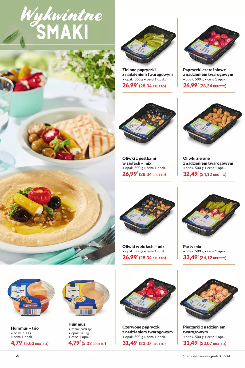 Gazetka promocyjna Makro - [Oferta specjalna] Delikatesy - ważna 23.03 do 03.04.2021 - strona 4 - produkty: Hummus, Mus, Oliwki, Oliwki zielone, Piec