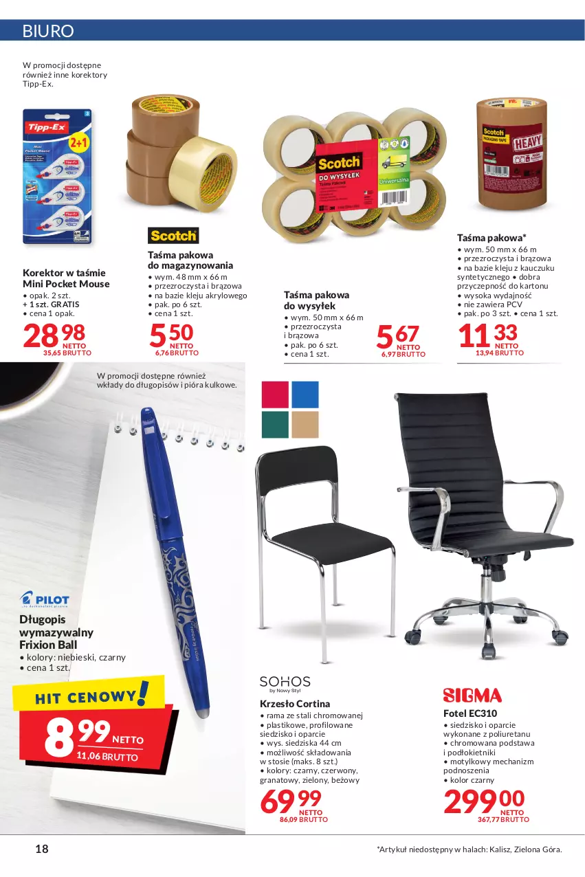 Gazetka promocyjna Makro - [Oferta promocyjna] Artykuły spożywcze i przemysłowe - ważna 16.11 do 29.11.2021 - strona 18 - produkty: Biuro, Długopis, Fotel, Gra, Granat, Klej, Krzesło, Rama, Siedzisko, Sok, Taśma pakowa