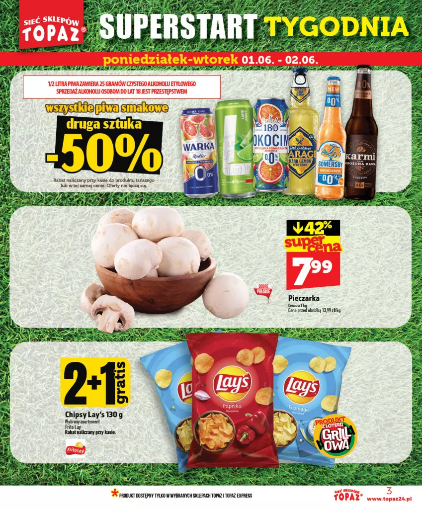 Gazetka promocyjna Topaz - Gazetka - ważna 28.05 do 03.06.2026 - strona 3 - produkty: Chipsy, Fa, Gry, Piec, Pieczarka, Top