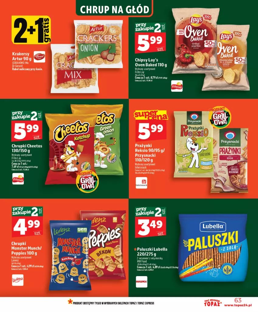 Gazetka promocyjna Topaz - Gazetka - ważna 28.05 do 03.06.2026 - strona 63 - produkty: Artur, Beko, Bell, Bella, Chipsy, Dr Gerard, Krakersy, Lubella, Przysnacki, Sezam, Top