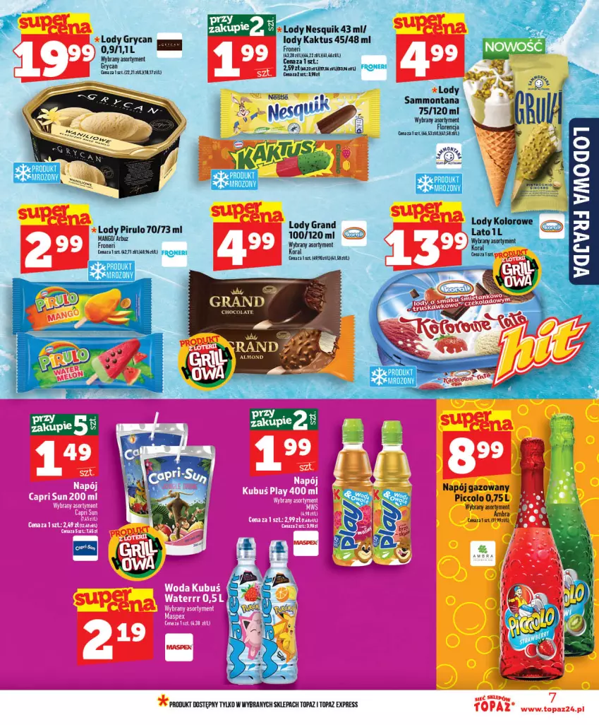 Gazetka promocyjna Topaz - Gazetka - ważna 28.05 do 03.06.2026 - strona 7 - produkty: Gra, Gry, Kaktus, Lody, Napój, Napój gazowany, Nesquik, Top