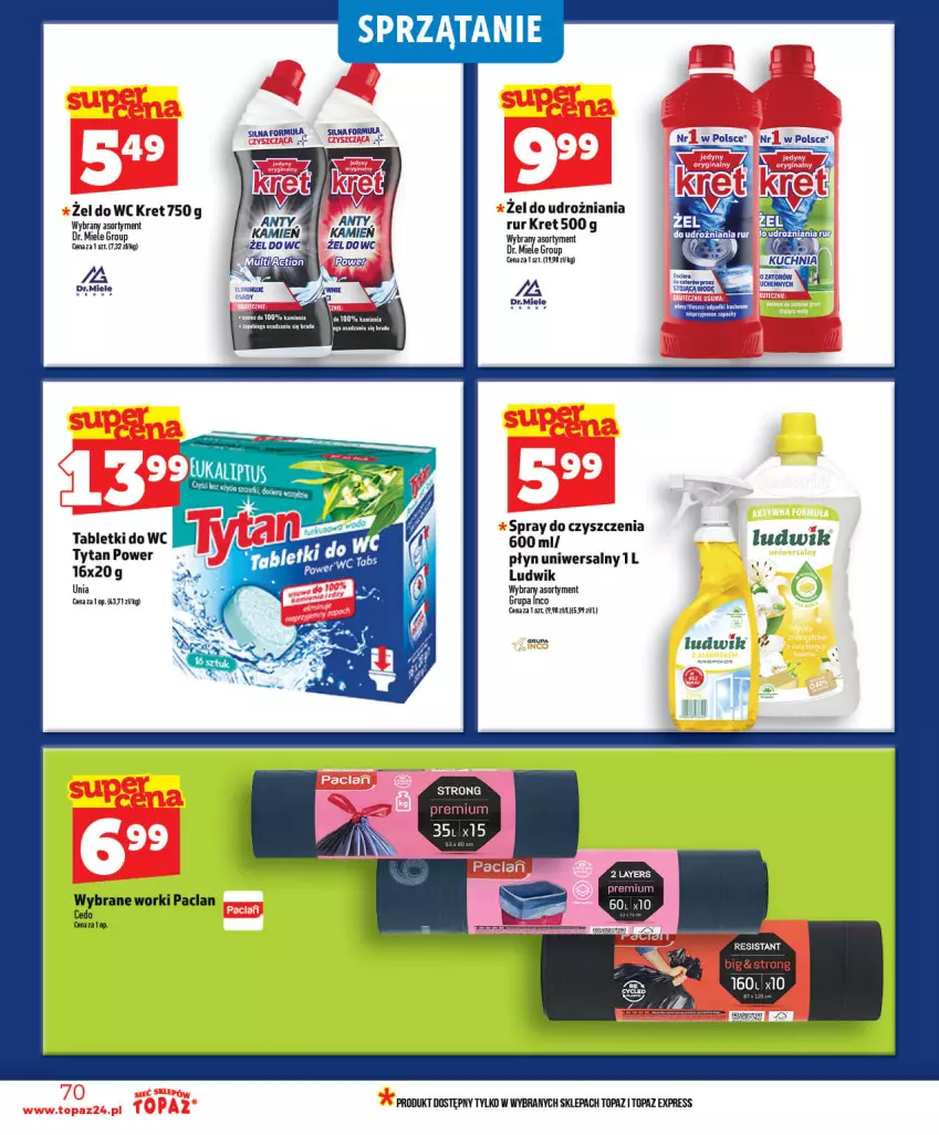 Gazetka promocyjna Topaz - Gazetka - ważna 28.05 do 03.06.2026 - strona 70 - produkty: Kret, Ludwik, Nokia, Spray do czyszczenia, Sprzątanie, Tablet, Top, Tytan