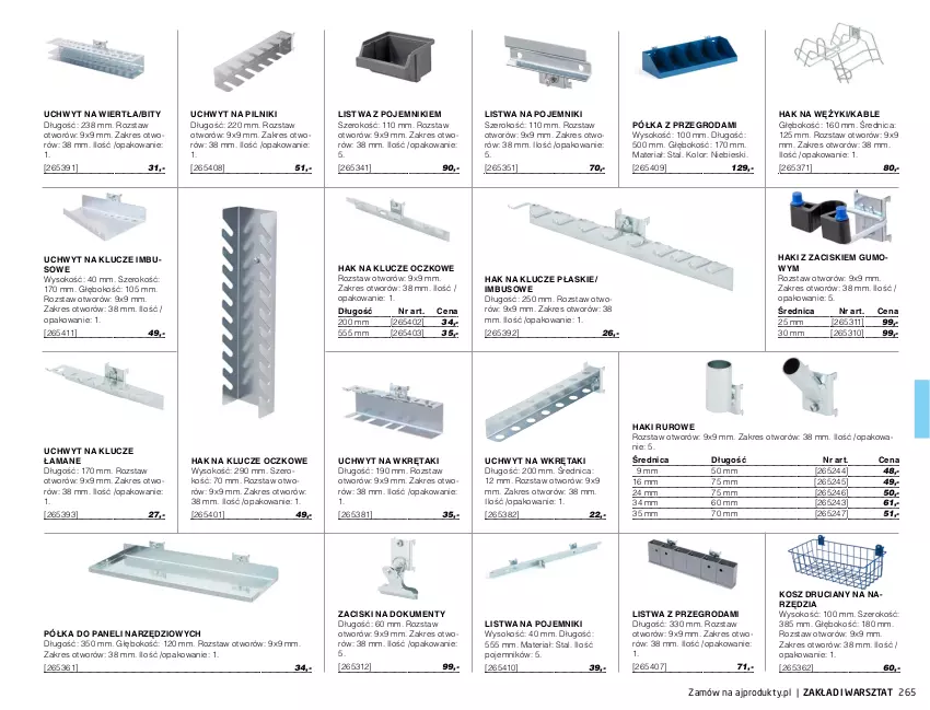 Gazetka promocyjna AJ Produkty - Marzec - ważna 01.03 do 31.03.2021 - strona 265 - produkty: Klucze płaskie, Kosz, Listwa, Pilnik, Pojemnik, Półka, Sok, Wkręt