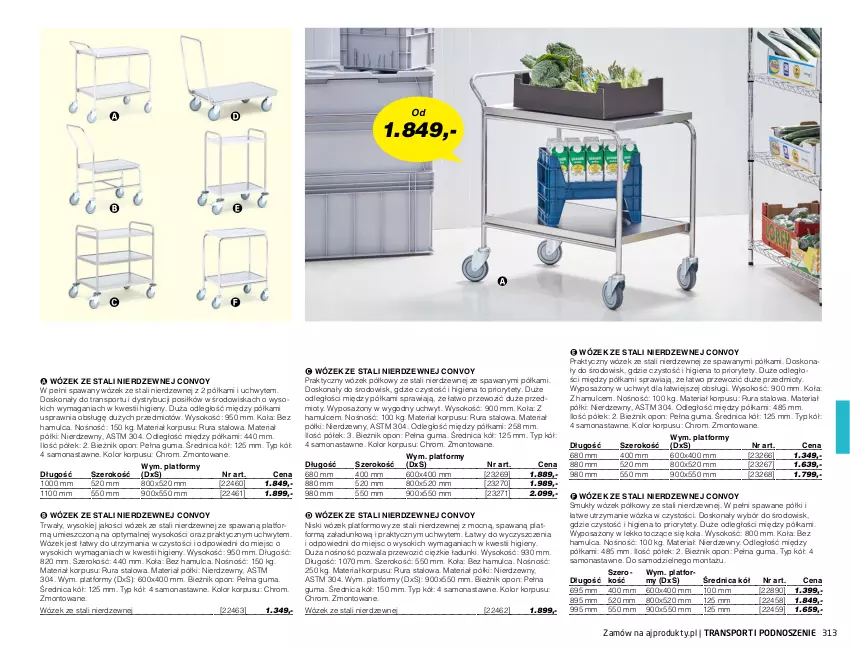 Gazetka promocyjna AJ Produkty - Marzec - ważna 01.03 do 31.03.2021 - strona 313 - produkty: Bieżnik, Półka, Por, Rura, Sok, Sport, Tran, Wózek