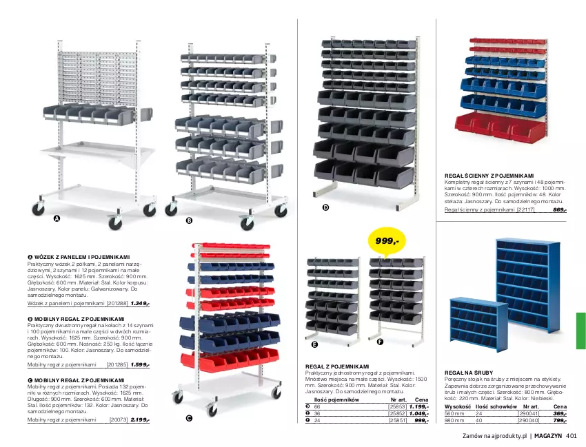 Gazetka promocyjna AJ Produkty - Marzec - ważna 01.03 do 31.03.2021 - strona 401 - produkty: Mobil, Pojemnik, Półka, Por, Regał, Sok, Stojak, Szyna, Wózek