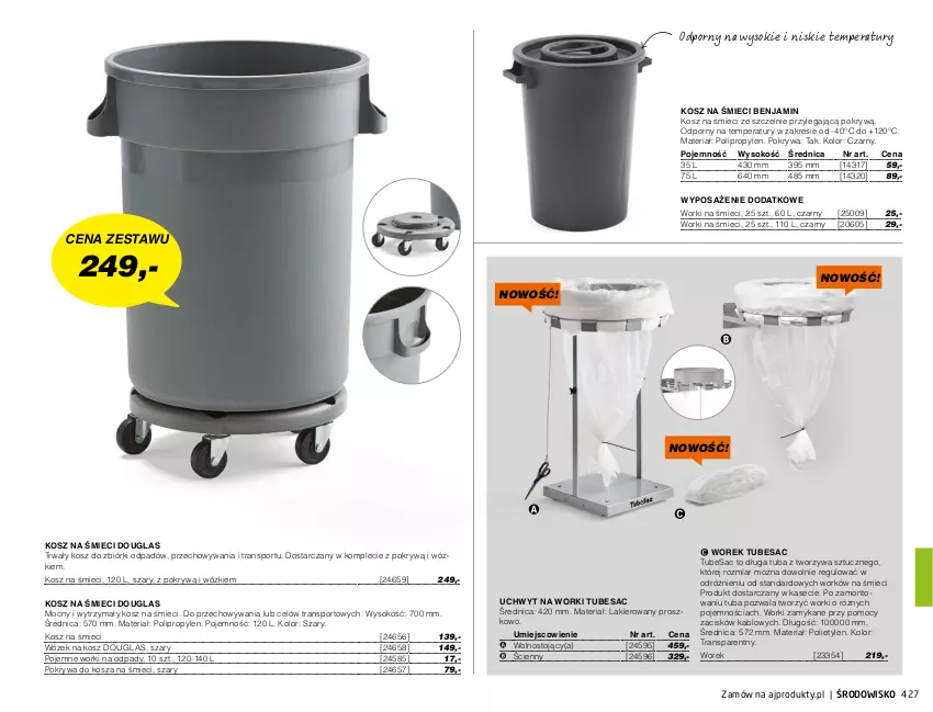 Gazetka promocyjna AJ Produkty - Marzec - ważna 01.03 do 31.03.2021 - strona 427 - produkty: Kosz, Lakier, Pokrywa, Por, Sok, Sport, Tran, Worki na śmiec, Worki na śmieci, Wózek