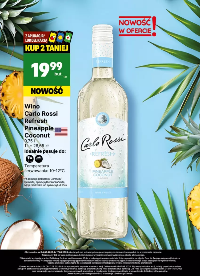 Gazetka promocyjna Delikatesy Centrum - Delibarek DC32-DC33 - ważna 04.08 do 17.08.2025 - strona 12 - produkty: Carlo Rossi, Rama, Rum, Ser, Tran, Wino