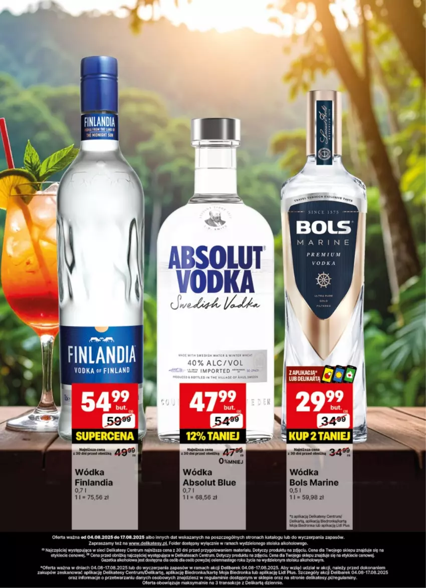 Gazetka promocyjna Delikatesy Centrum - Delibarek DC32-DC33 - ważna 04.08 do 17.08.2025 - strona 17 - produkty: Absolut, Bols, Finlandia, LG, Por, Rama, Rum, Tran, Wódka