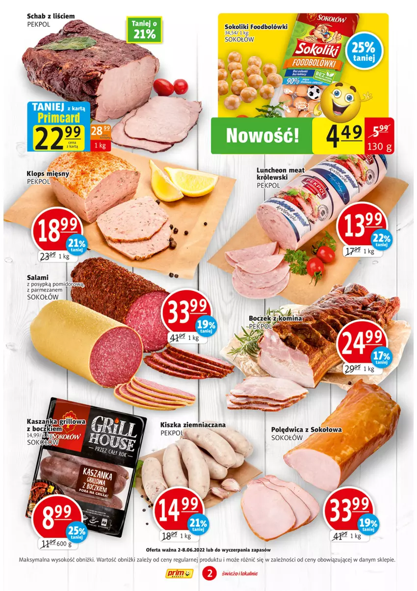 Gazetka promocyjna Prim Market - ważna 02.06 do 08.06.2022 - strona 2 - produkty: Boczek, Królewski, Parmezan, Pekpol, Polędwica, Sok, Sokołów