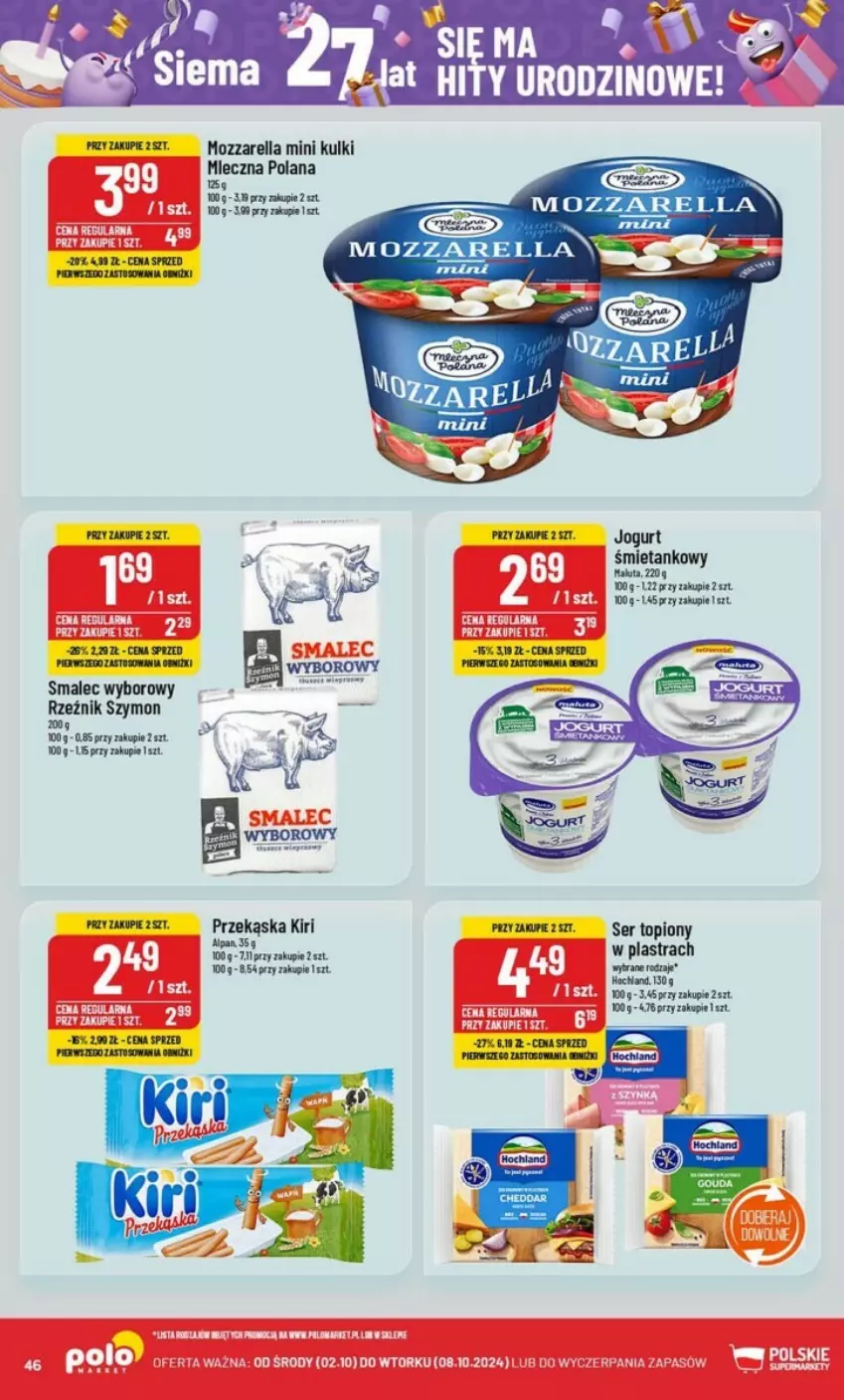 Gazetka promocyjna PoloMarket - ważna 02.10 do 08.10.2024 - strona 41 - produkty: Jogurt, LANA, Mozzarella, Smalec, Taca