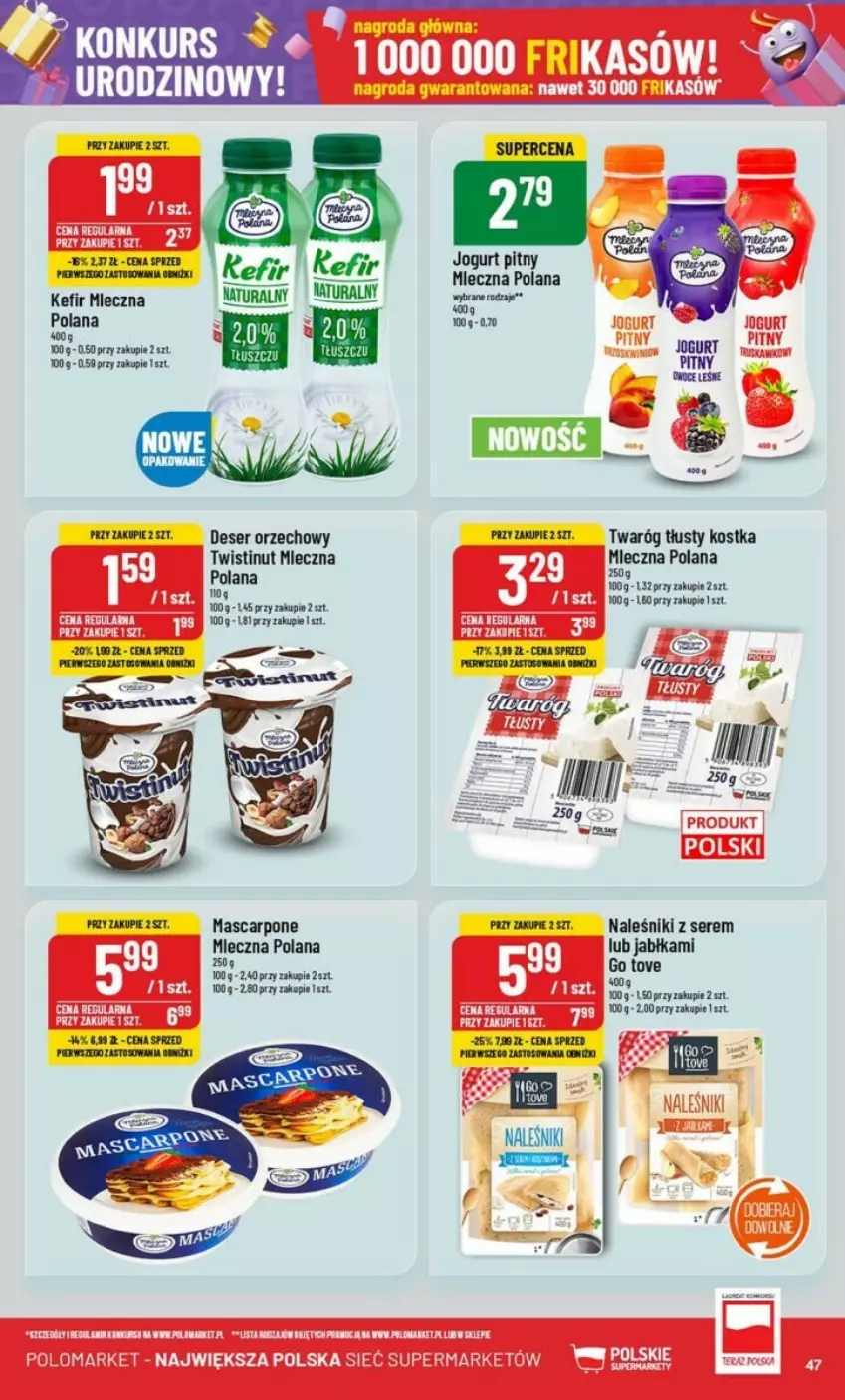 Gazetka promocyjna PoloMarket - ważna 02.10 do 08.10.2024 - strona 42 - produkty: Deser, Jabłka, Jogurt, Jogurt pitny, K2, Kefir, LANA, Mascarpone, Miecz, Naleśniki, Ser, Twaróg, Twaróg tłusty