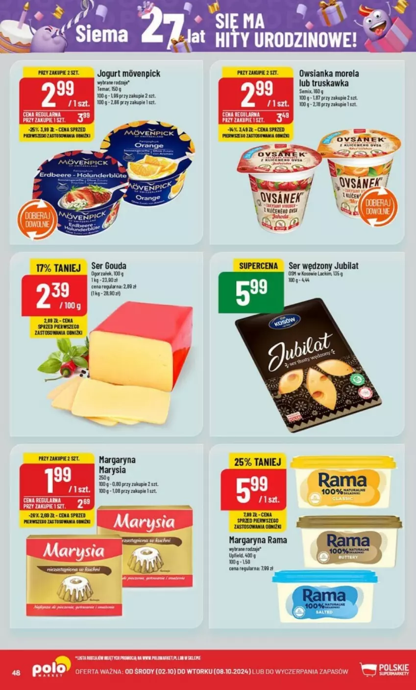 Gazetka promocyjna PoloMarket - ważna 02.10 do 08.10.2024 - strona 43 - produkty: Gouda, Jogurt, Lack, Margaryna, Morela, Rama, Ser