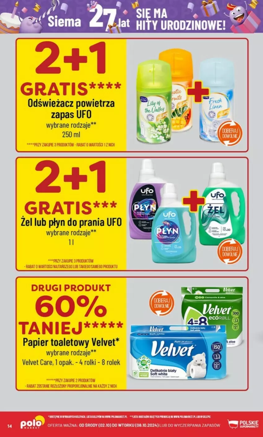 Gazetka promocyjna PoloMarket - ważna 02.10 do 08.10.2024 - strona 6 - produkty: Gra, Odświeżacz powietrza, Papier, Papier toaletowy, Płyn do prania, Por, Rolki, Velvet