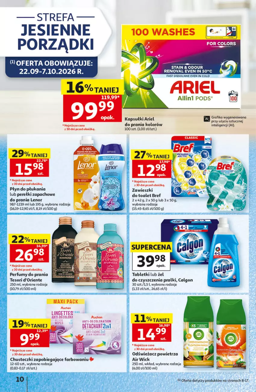 Gazetka promocyjna Auchan - 30 Lat Hipermarket - ważna 24.09 do 30.09.2026 - strona 10 - produkty: Air Wick, Ariel, Bref, Calgon, Chusteczki, Fa, Gra, Grafika, Intel, Lenor, LG, Odświeżacz powietrza, Perełki zapachowe, Perfum, Płyn do płukania, Por, Pralki, Tablet, Zawieszki