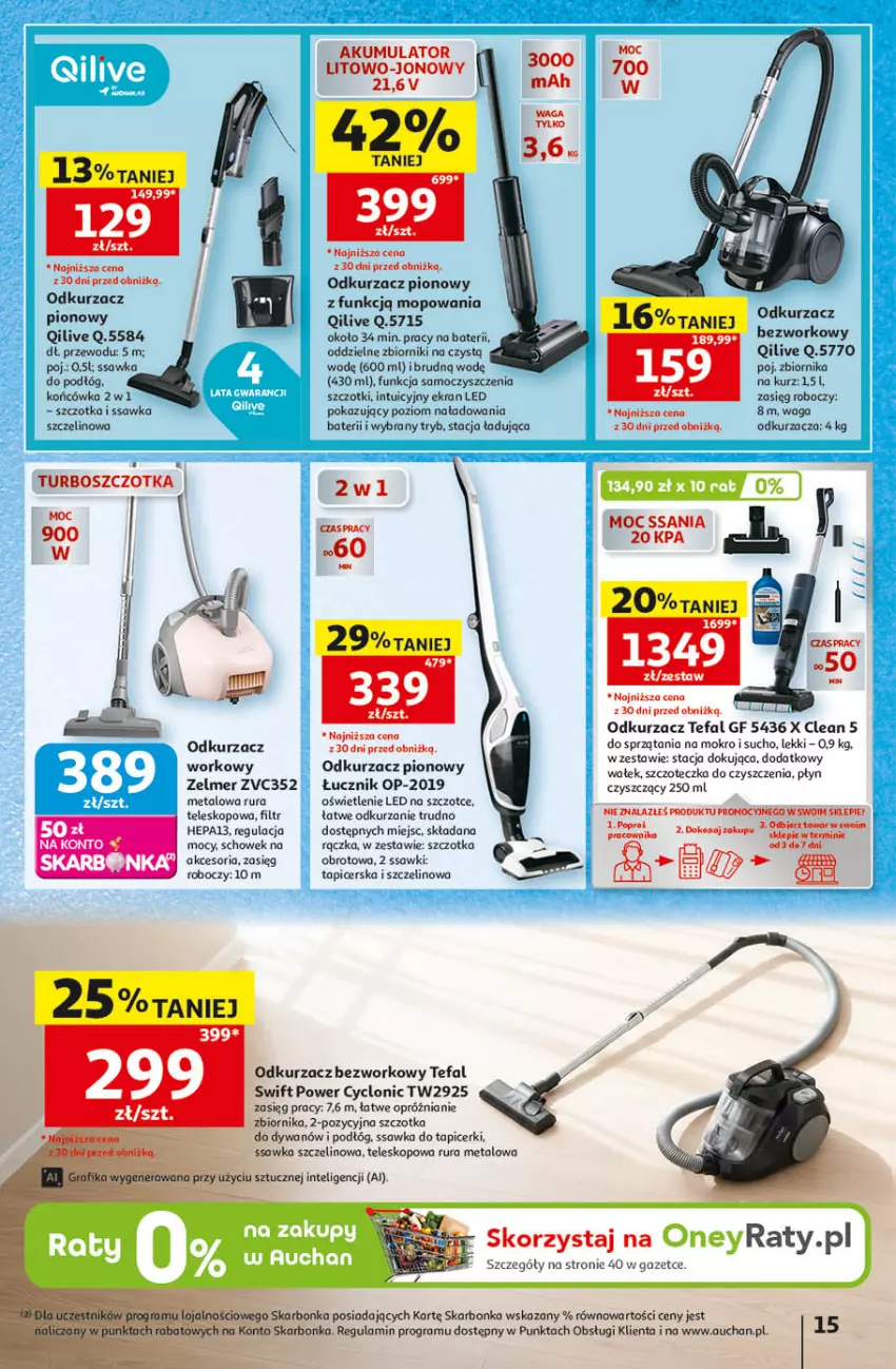 Gazetka promocyjna Auchan - 30 Lat Hipermarket - ważna 24.09 do 30.09.2026 - strona 15 - produkty: Akumulator, Dywan, Fa, Gra, Intel, Mop, Odkurzacz, Rura, Szczoteczka, Szczotka, Tefal, Teleskop, Waga, Wałek, Zelmer