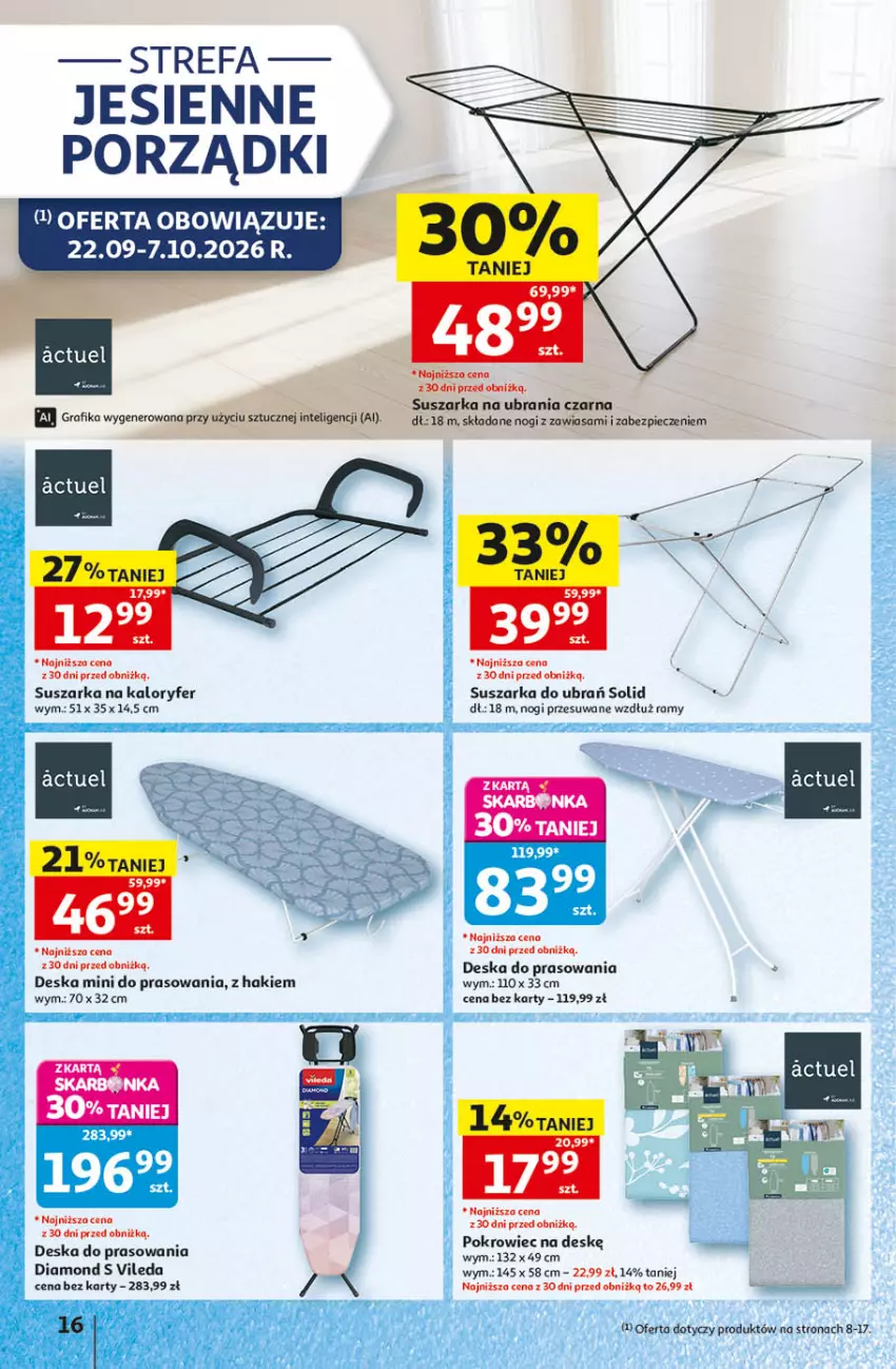 Gazetka promocyjna Auchan - 30 Lat Hipermarket - ważna 24.09 do 30.09.2026 - strona 16 - produkty: Dada, Deska do prasowania, EPEE, Fa, Piec, Pokrowiec, Pokrowiec na deskę, Por, Suszarka, Suszarka do ubrań, Ubrania, Vileda
