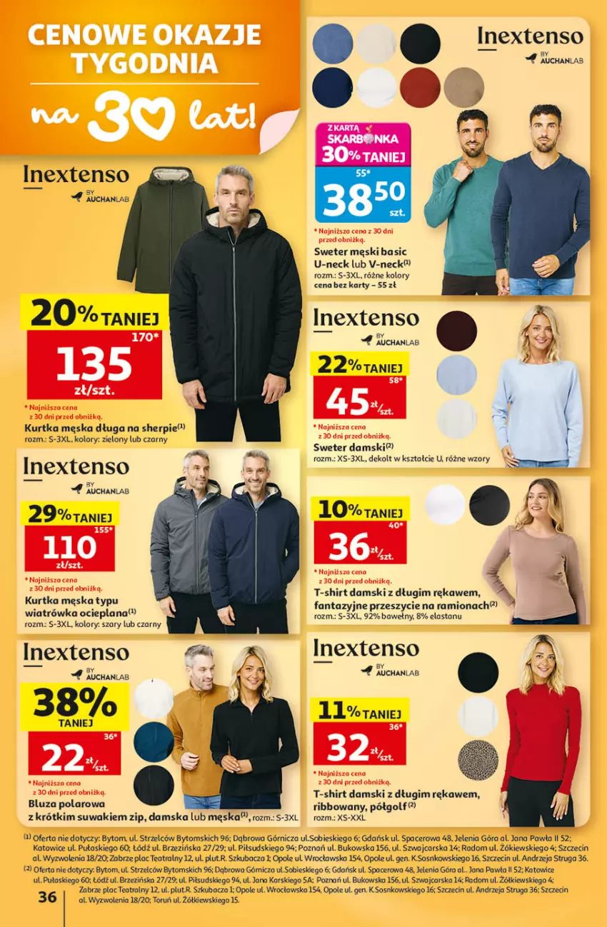 Gazetka promocyjna Auchan - 30 Lat Hipermarket - ważna 24.09 do 30.09.2026 - strona 36 - produkty: Acer, Bluza, Bluza polarowa, Cars, Fa, Fanta, Kurtka, LANA, Sos, Sweter, T-shirt, Wiatrówka