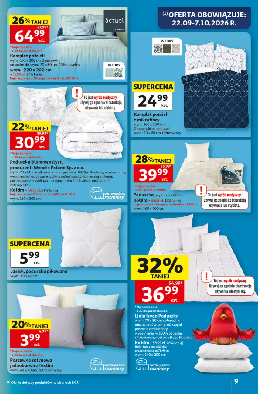 Gazetka promocyjna Auchan - 30 Lat Hipermarket - ważna 24.09 do 30.09.2026 - strona 9 - produkty: Fa, Gry, Kołdra, Komplet pościeli, Poduszka, Pościel, Poszewka