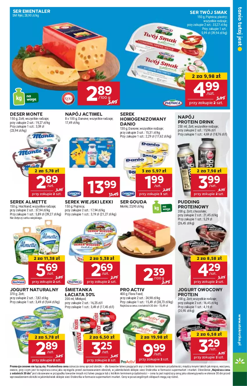 Gazetka promocyjna Stokrotka - Supermarket - ważna 09.01 do 15.01.2025 - strona 11 - produkty: Actimel, Almette, Danio, Deser, Ementaler, Gouda, HP, Jogurt, Jogurt naturalny, Jogurt owocowy, Monte, Napój, Pudding, Ser, Serek, Serek homogenizowany, Serek wiejski, Twój Smak