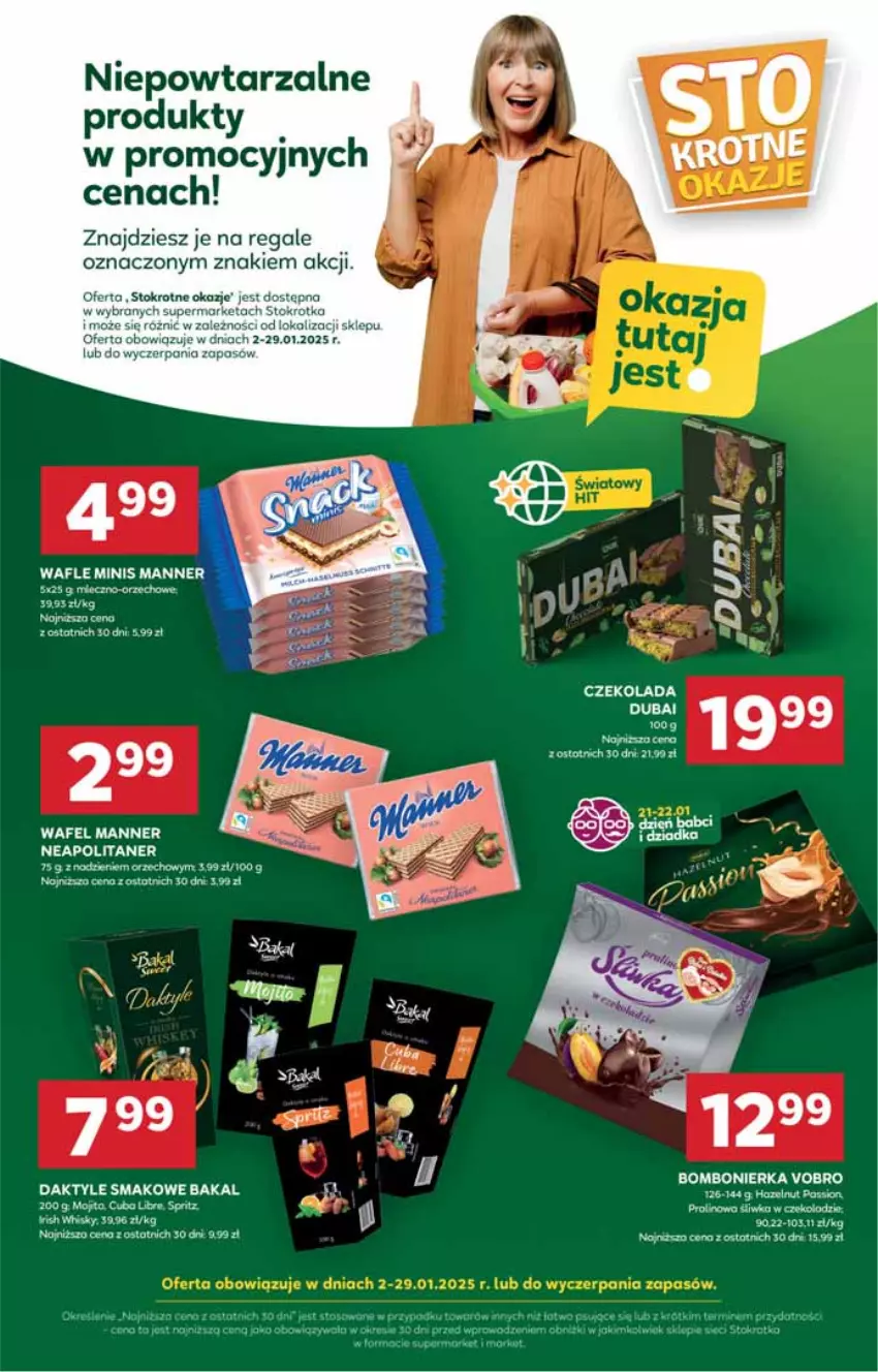 Gazetka promocyjna Stokrotka - Supermarket - ważna 09.01 do 15.01.2025 - strona 14 - produkty: Czekolada, Daktyle, Miecz, Wafle, Whisky